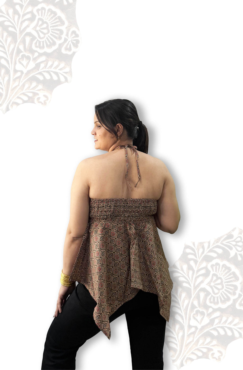 Desert Bloom Cotton Halter-Neck Top