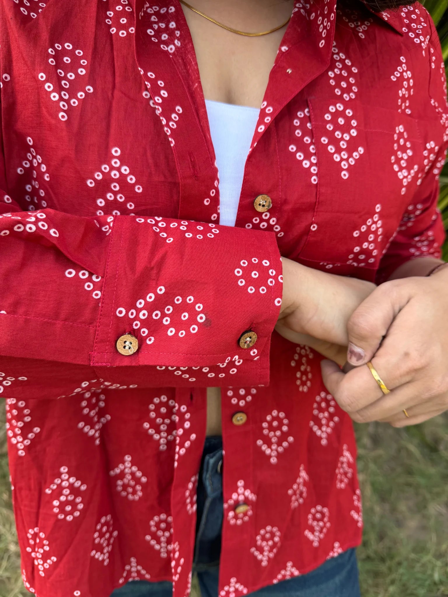 Red Bandhani Cotton Shirt