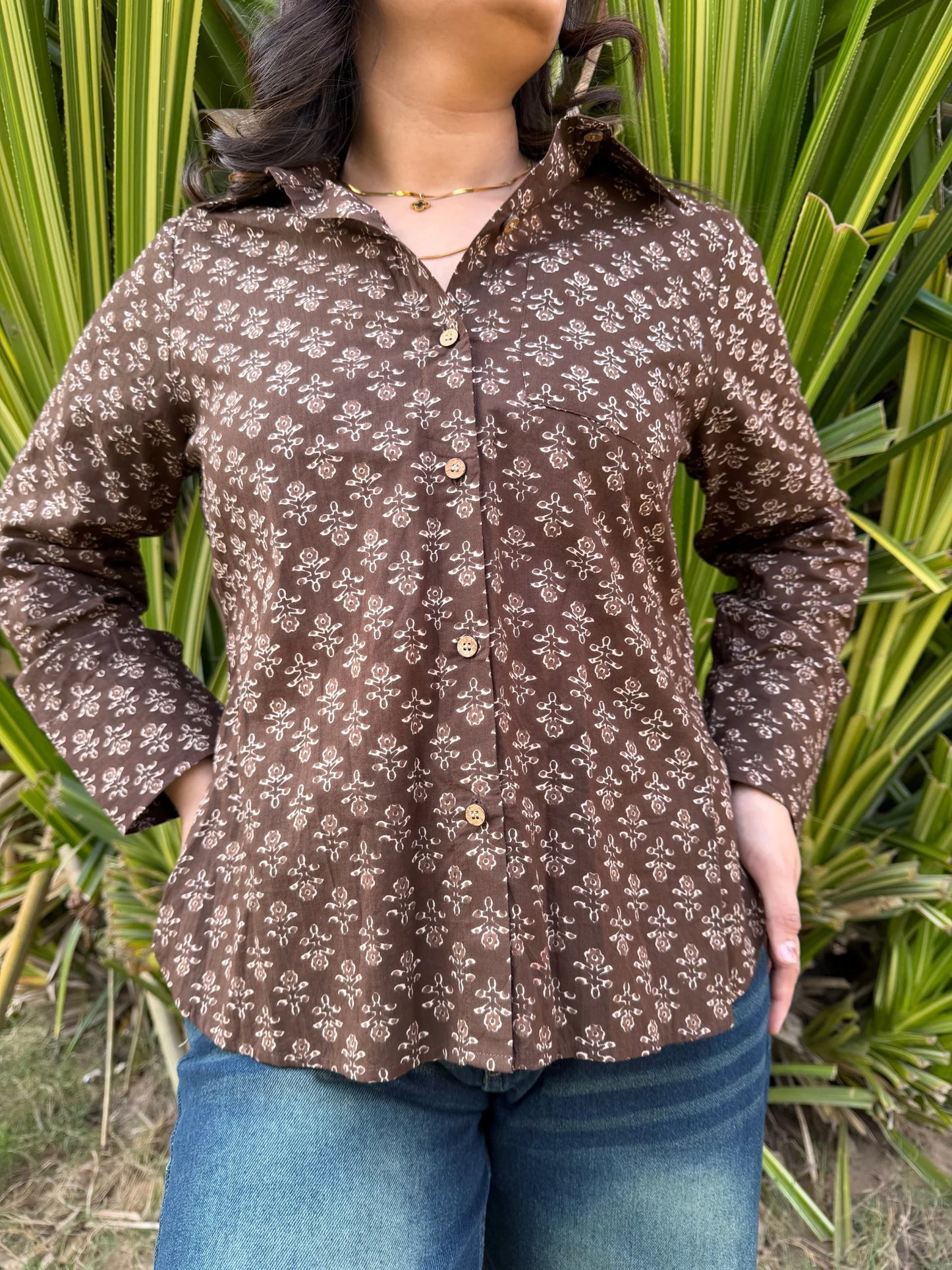 Rustic Floral Cotton Shirt