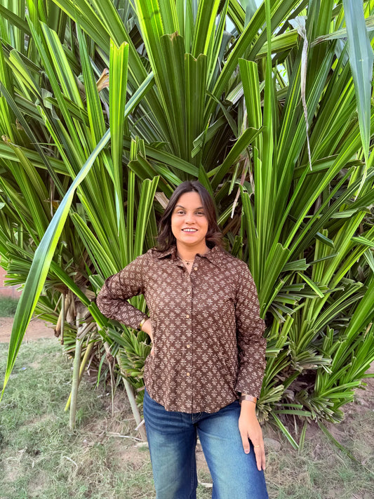 Rustic Floral Cotton Shirt