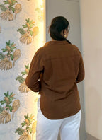 Rust Brown Cotton Slub Shirt for Women