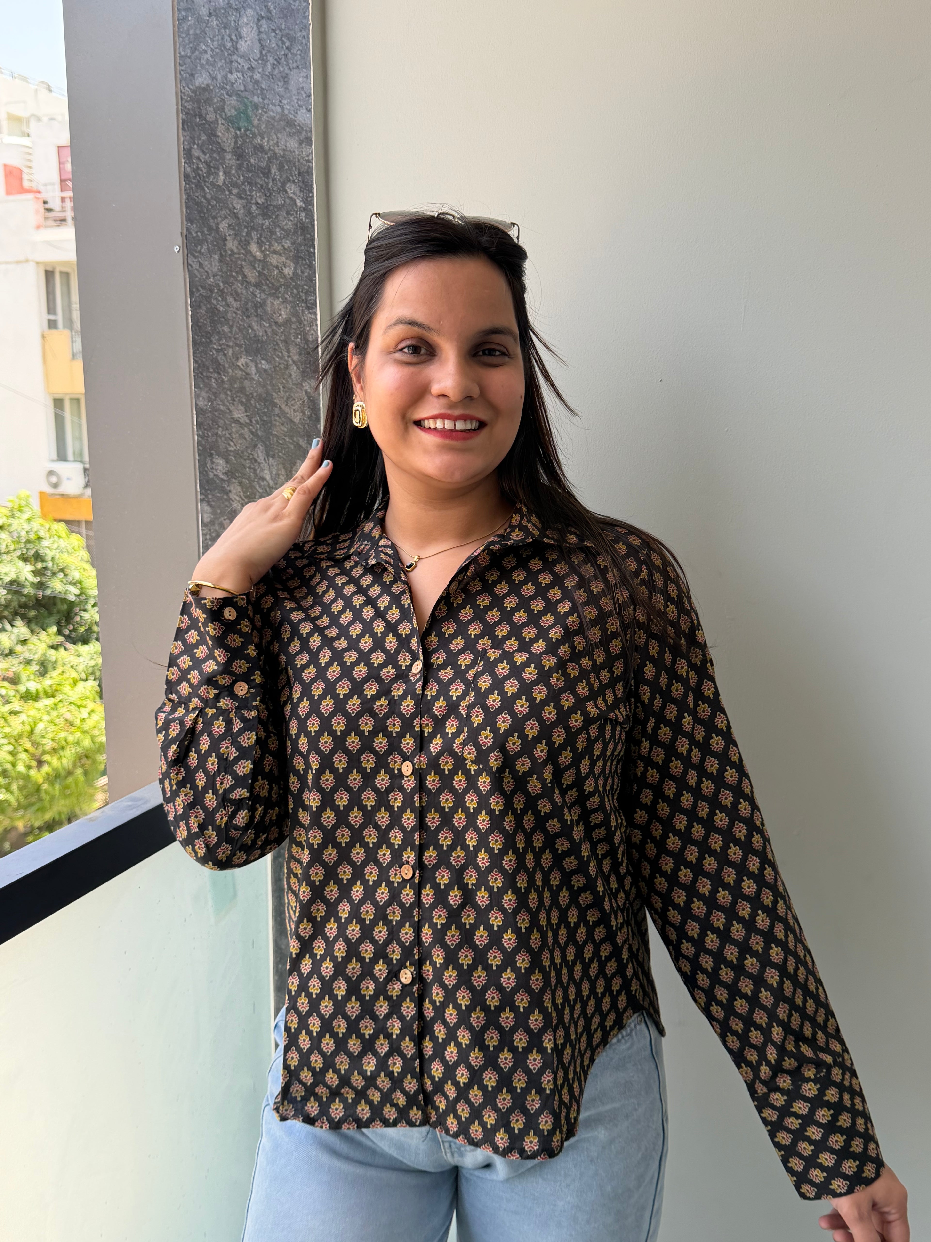 Mocha Print Cotton Shirt
