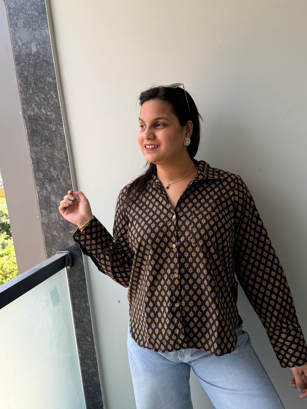 Mocha Print Cotton Shirt