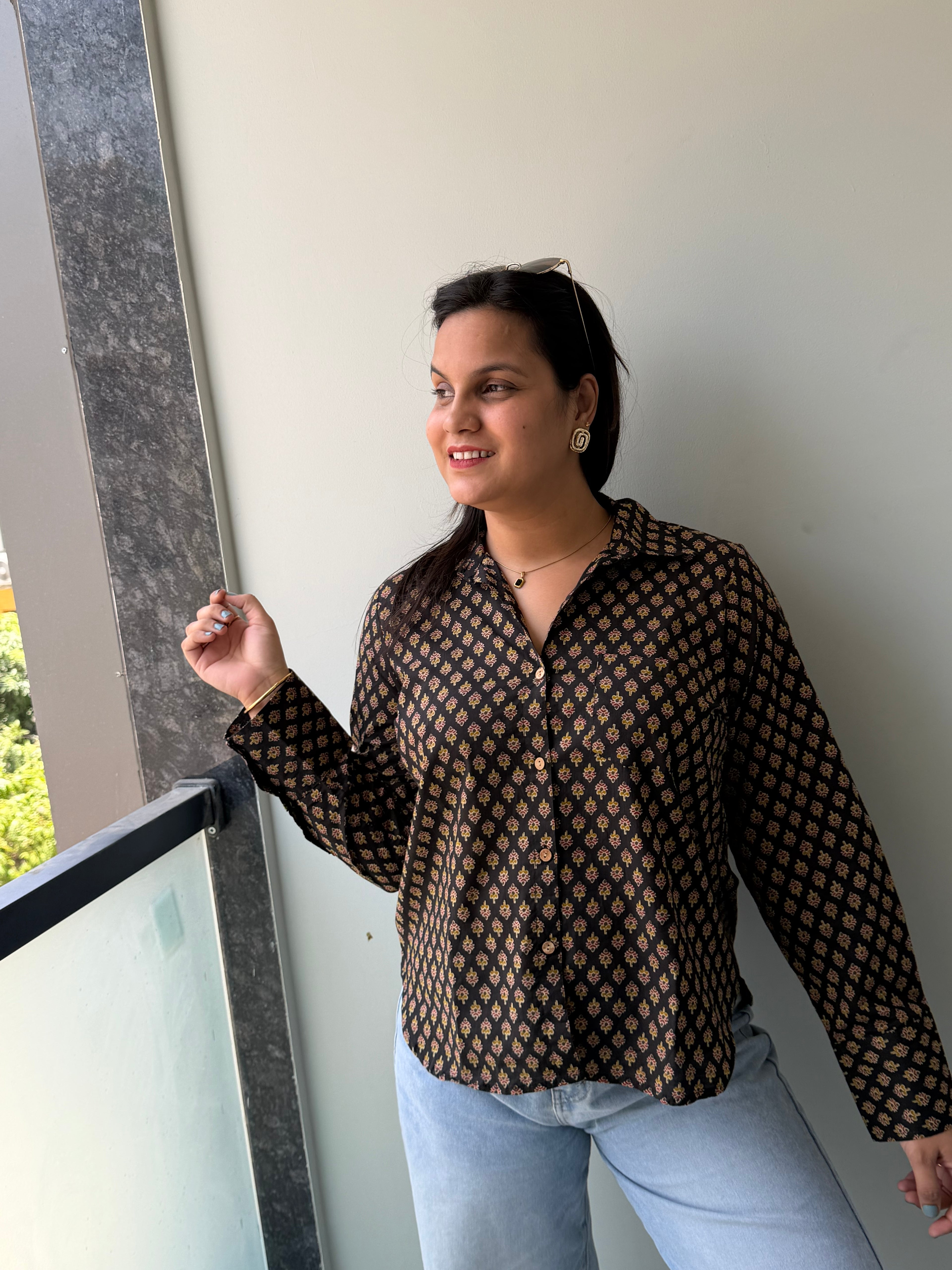 Mocha Print Cotton Shirt
