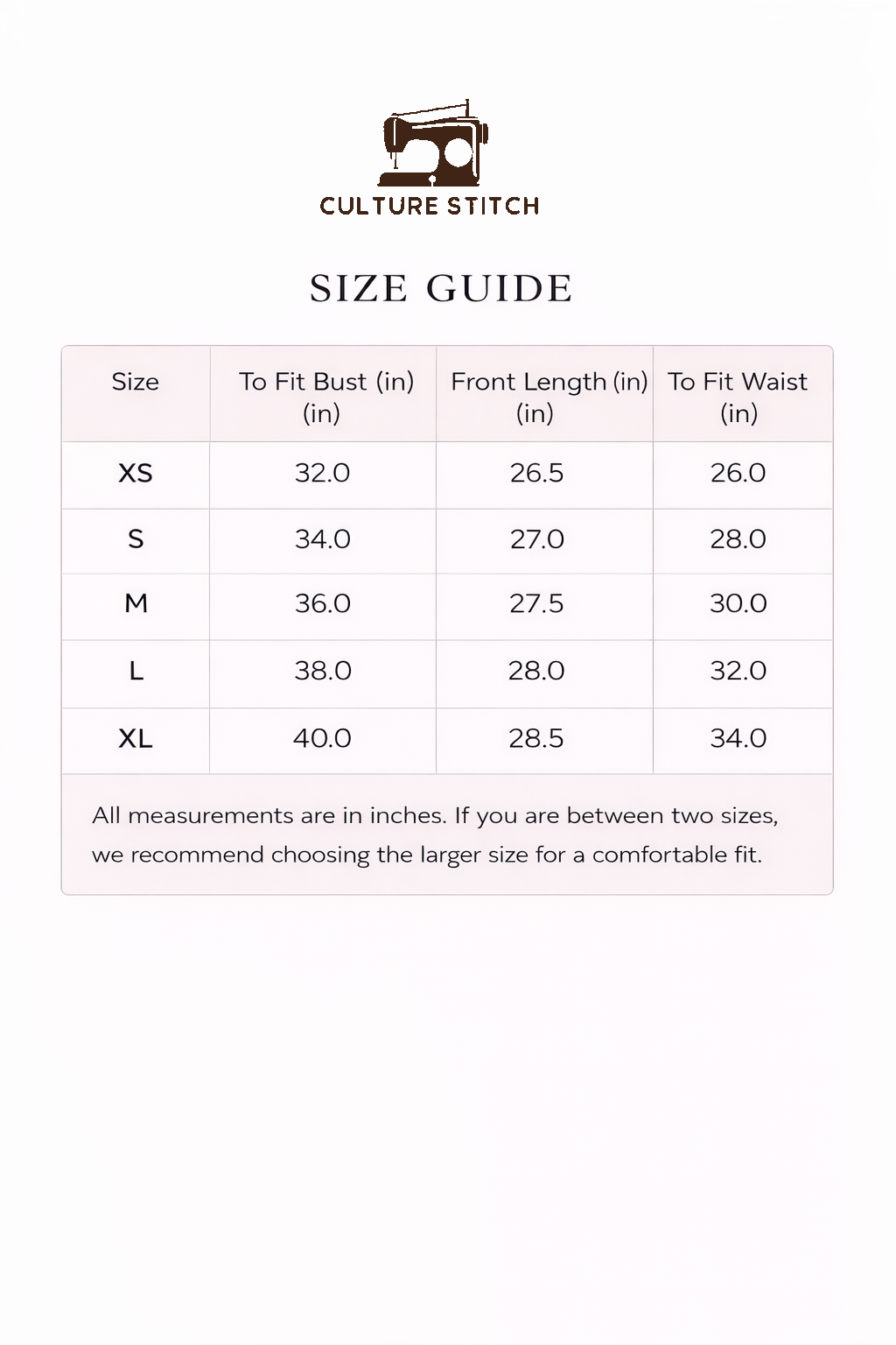 Size chart for Desert Bloom Cotton Halter-Neck Top